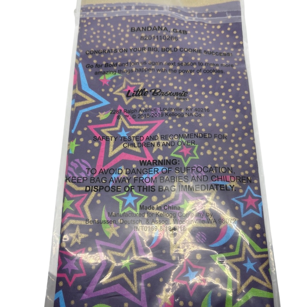 Girl Scouts Cookie Reward Little Brownie Bakers Bandana‎ Stars Print Purple Kids